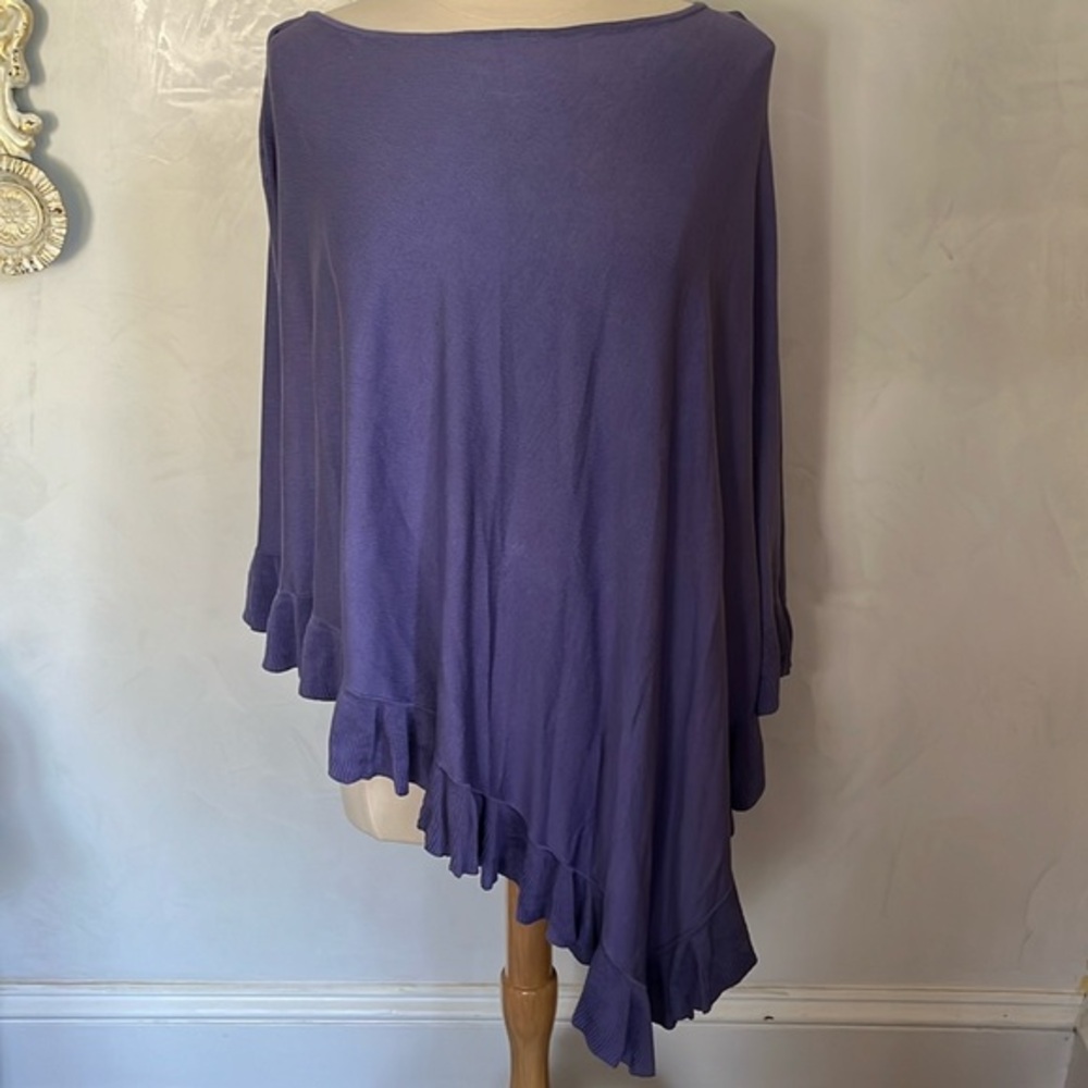 NWTS Style & Co lavender 75% Silk asymmetrical Poncho with ruffle trim One Size